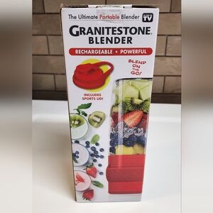 Granitestone Rechargeable Portable Blender with Sport Lid - Red